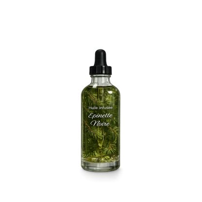 Huile infusée à l’épinette noire – Massage · Corps · Bain